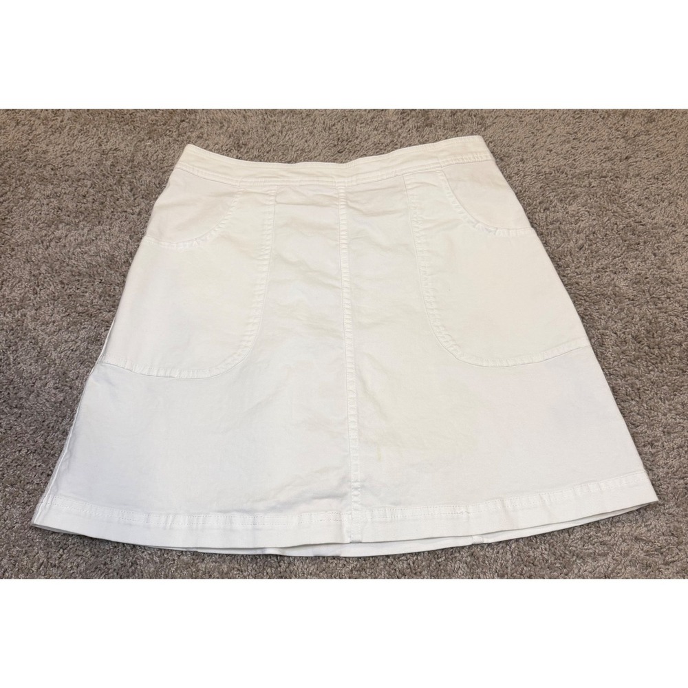 Boden White Denim Mini Skirt A-Line Front Patch Pockets US 10R WG699